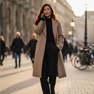 NWT ELIE TAHARI WOOL COAT PATCH‎ POCKETS STRAIGHT OVERCOAT NOTCHED COLLAR